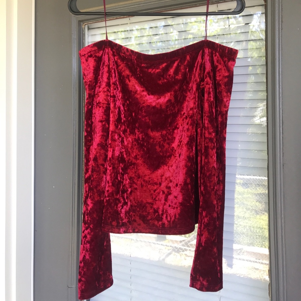 Fashion Nova red velvet off the shoulder top